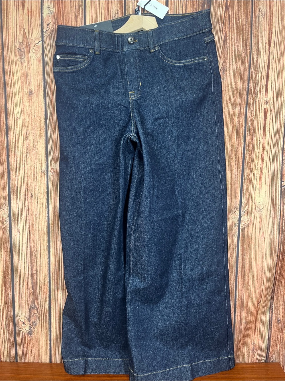 SPANX Wide Leg Pull-On Jeans in Raw Indigo
